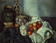 Paul Cezanne stilleben med krukor och frukt oil